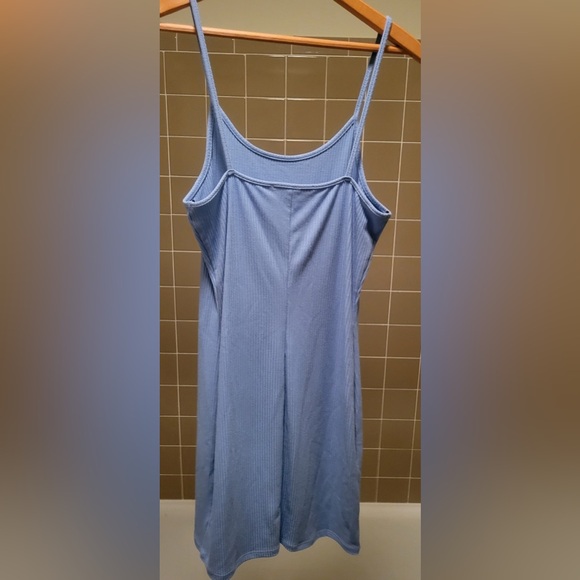 Ribbed light blue bodycon dress - Picture 2 of 5